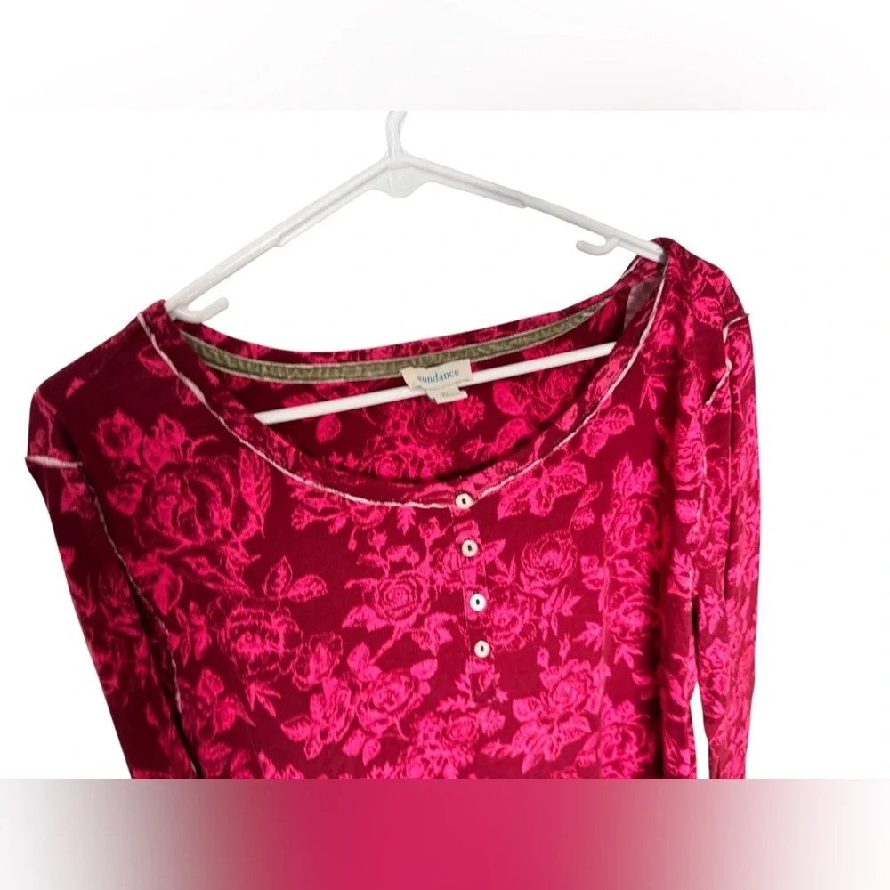 Sundance Rosey Delights Floral Cotton Henley XL - Picture 4 of 10